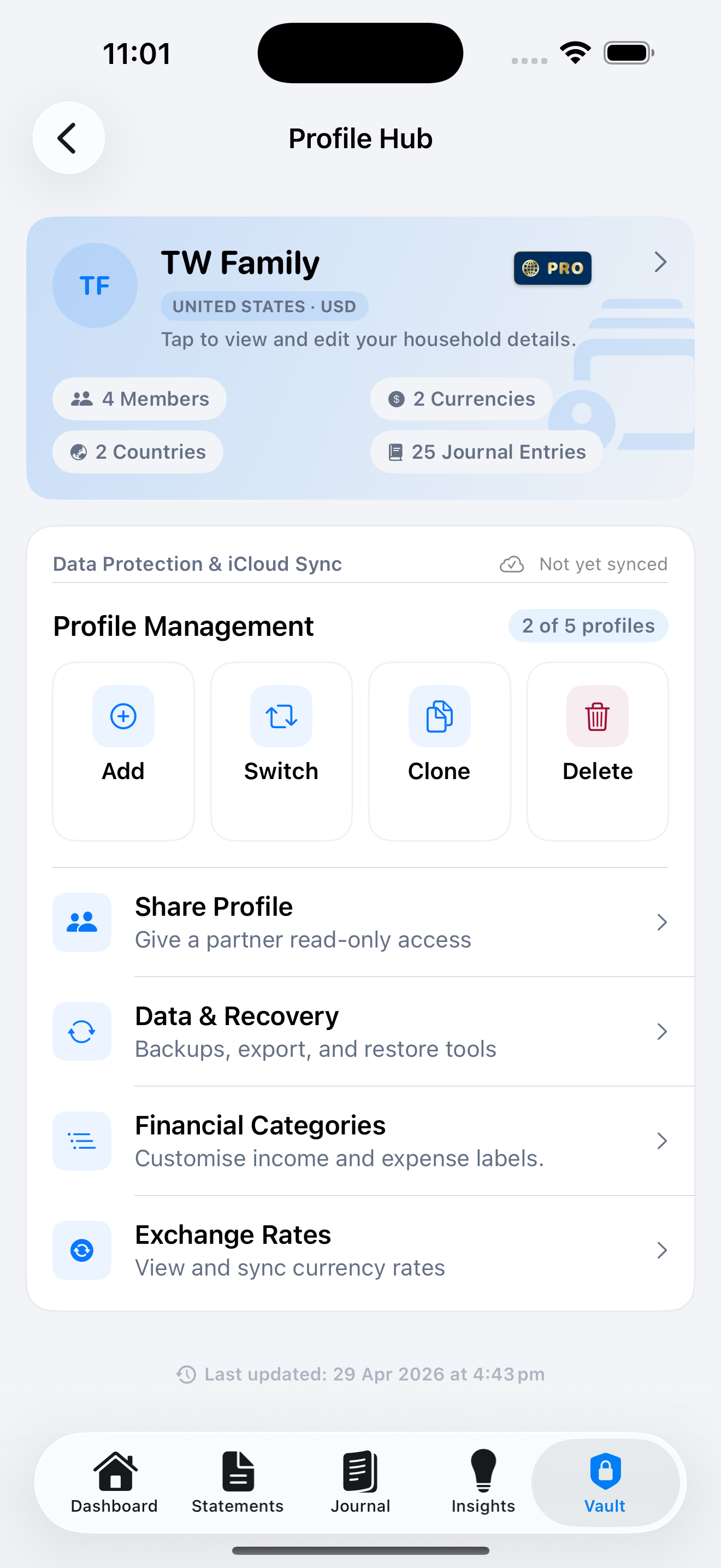 Profile Hub — manage profiles and family